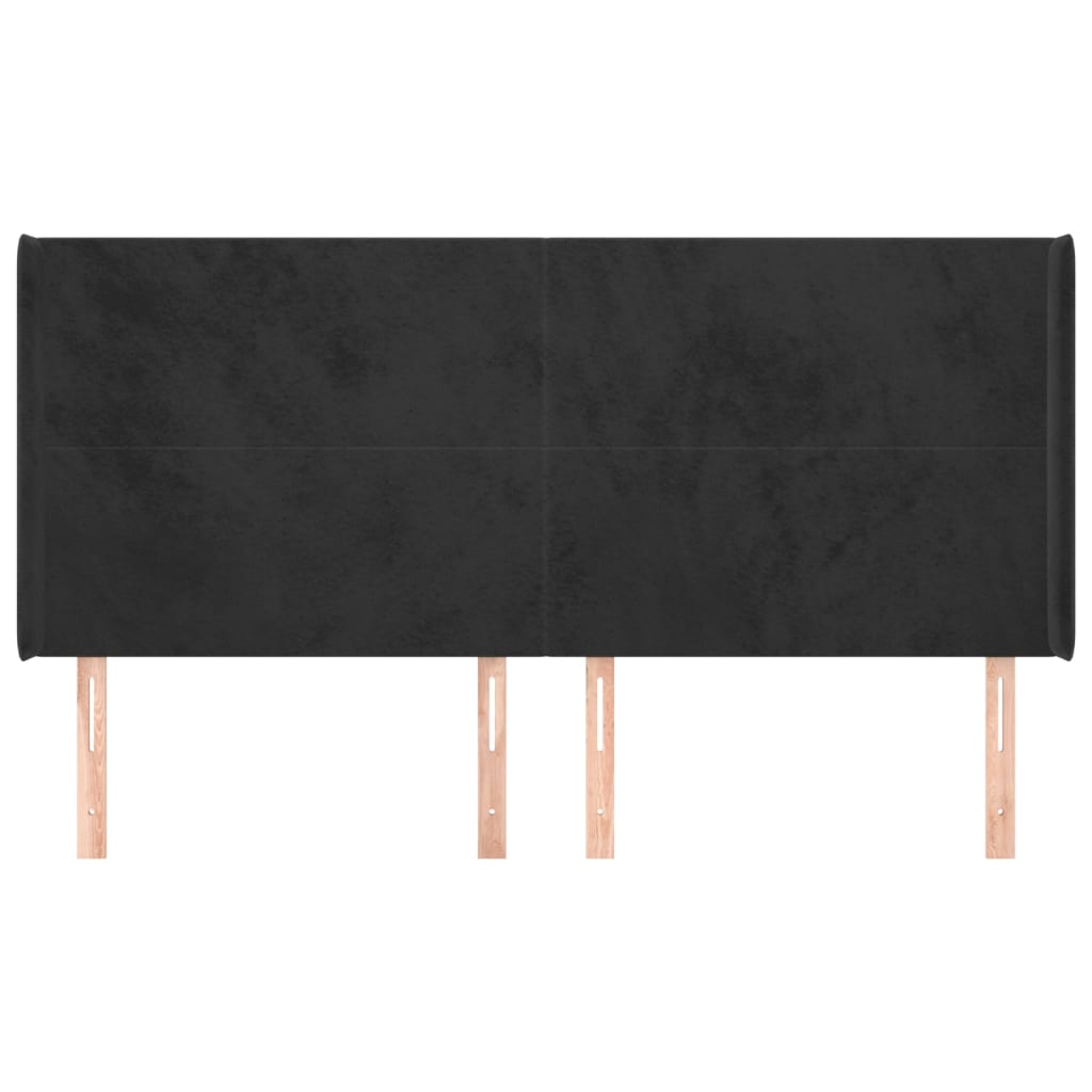 Hoofdbord met randen 183x16x118/128 cm fluweel zwart – afbeelding 3