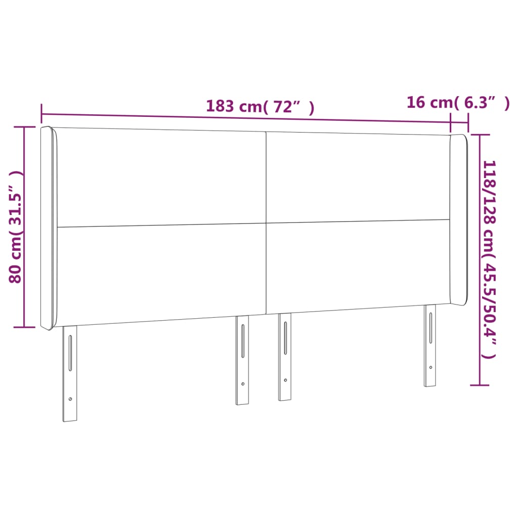 Hoofdbord met randen 183x16x118/128 cm fluweel zwart – afbeelding 9