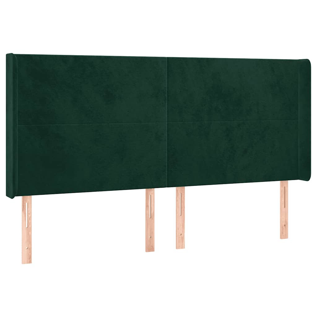 Hoofdbord met randen 183x16x118/128 cm fluweel donkergroen – afbeelding 2