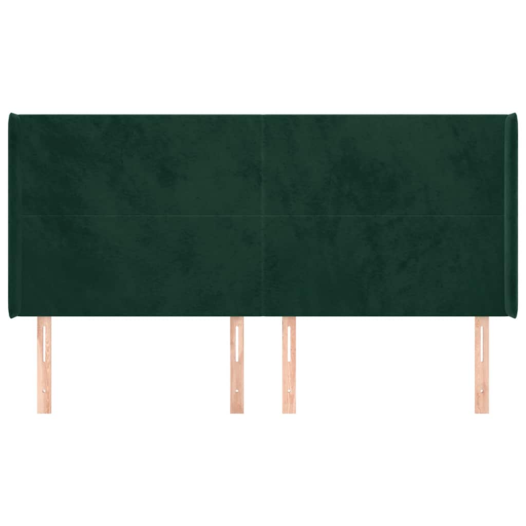 Hoofdbord met randen 183x16x118/128 cm fluweel donkergroen – afbeelding 3