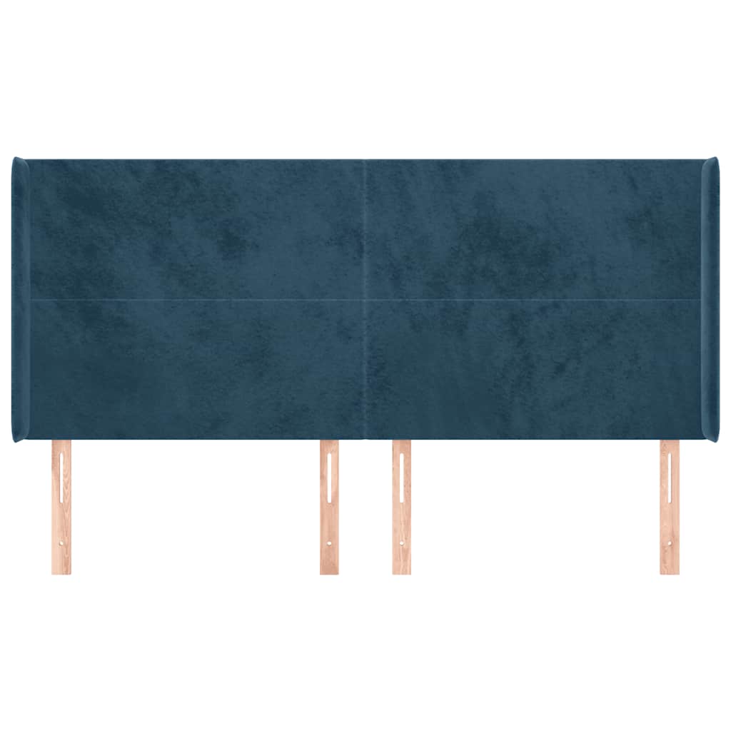 Hoofdbord met randen 183x16x118/128 cm fluweel donkerblauw – afbeelding 3