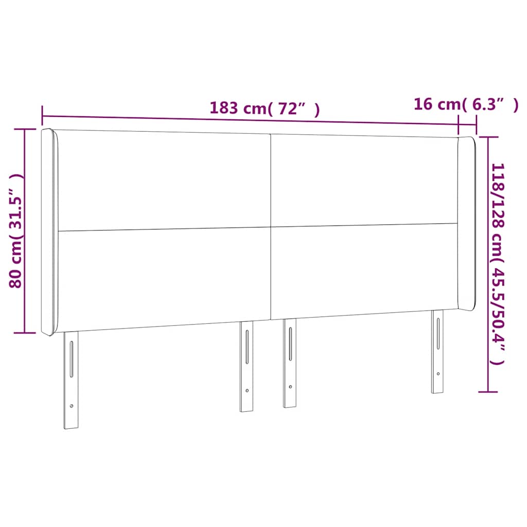 Hoofdbord met randen 183x16x118/128 cm fluweel donkerblauw – afbeelding 9