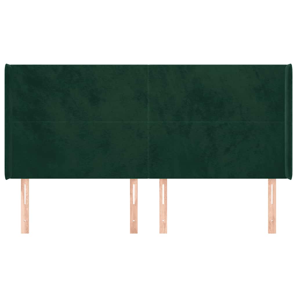 Hoofdbord met randen 203x16x118/128 cm fluweel donkergroen – afbeelding 3