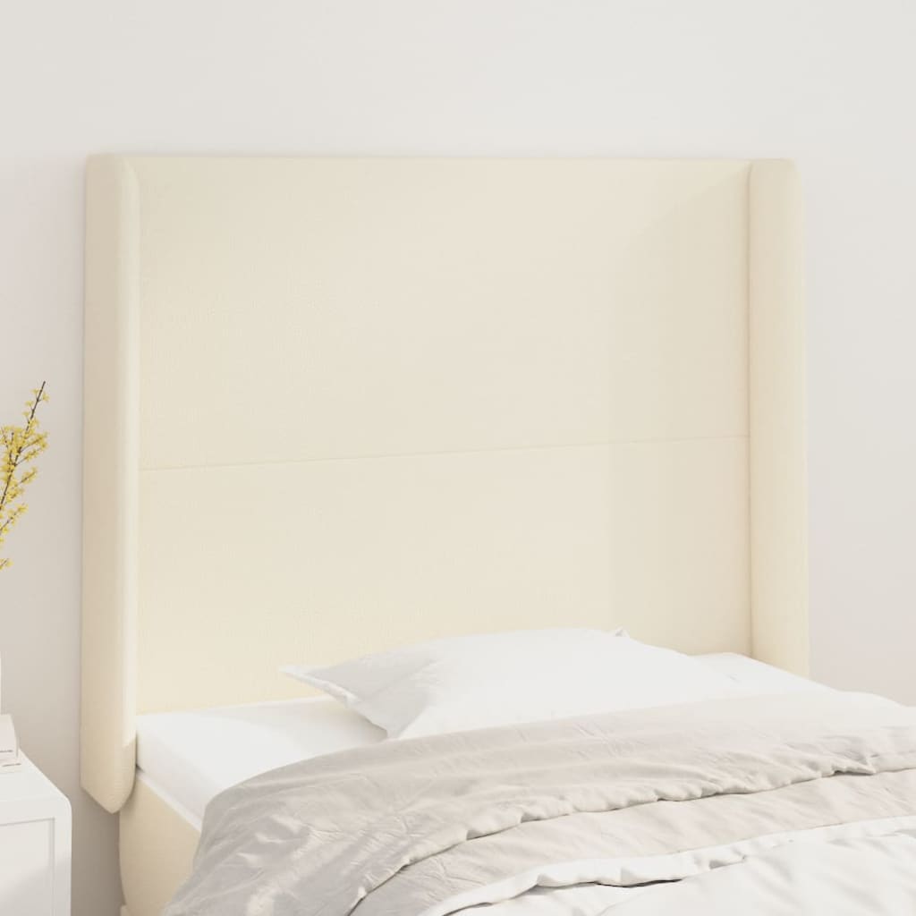 Hoofdbord met randen 83x16x118/128 cm kunstleer crèmekleurig – afbeelding 1