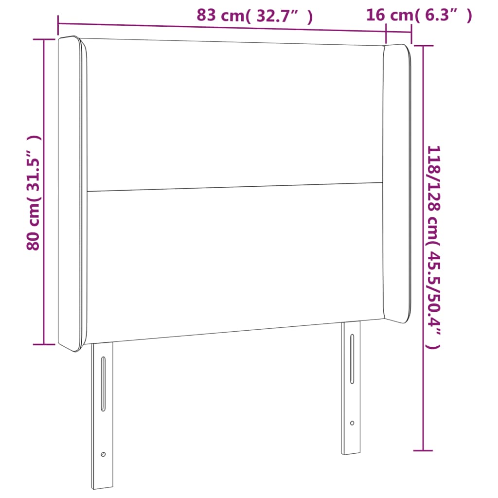 Hoofdbord met randen 83x16x118/128 cm kunstleer crèmekleurig – afbeelding 9