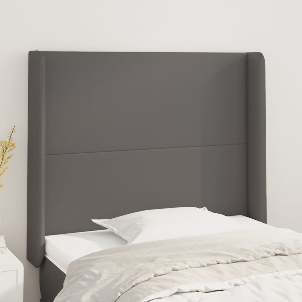 Hoofdbord met randen 103x16x118/128 cm kunstleer grijs