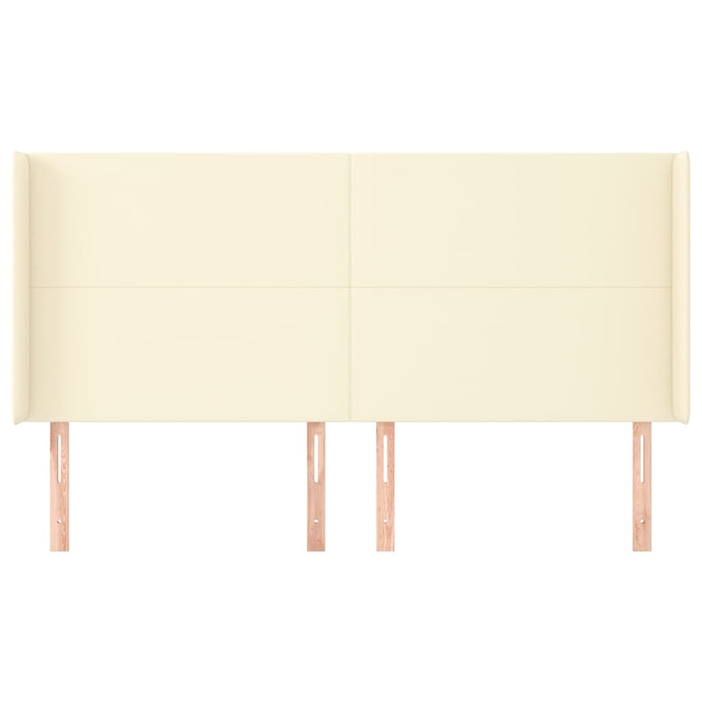 Hoofdbord met randen 163x16x118/128 cm kunstleer crèmekleurig – afbeelding 3