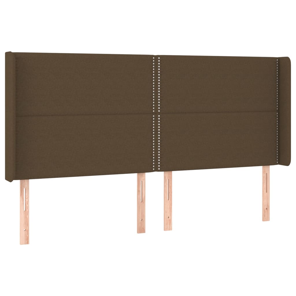 Hoofdbord met randen 183x16x118/128 cm stof donkerbruin – afbeelding 2