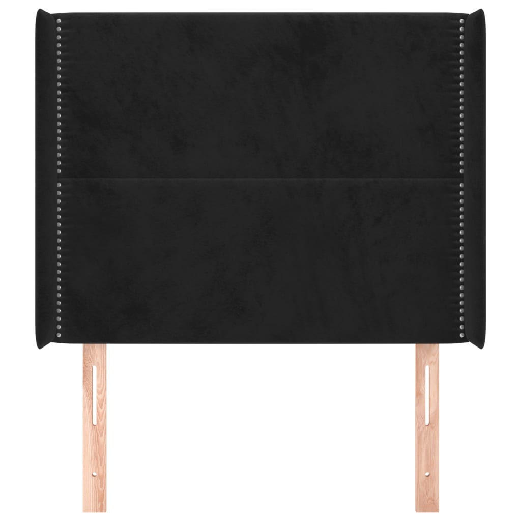 Hoofdbord met randen 83x16x118/128 cm fluweel zwart – afbeelding 3