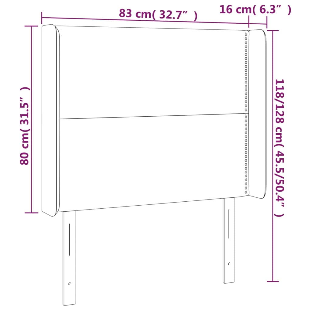 Hoofdbord met randen 83x16x118/128 cm fluweel zwart – afbeelding 9