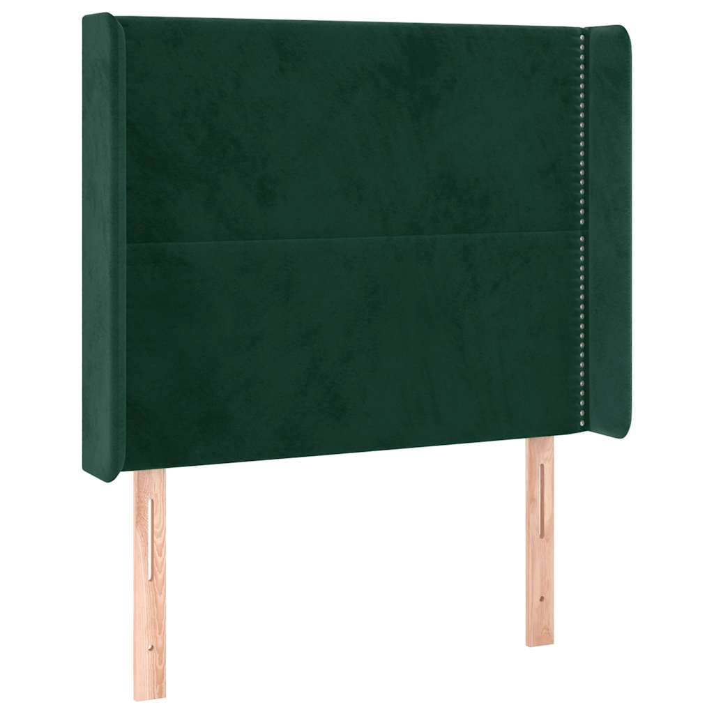 Hoofdbord met randen 93x16x118/128 cm fluweel donkergroen – afbeelding 2