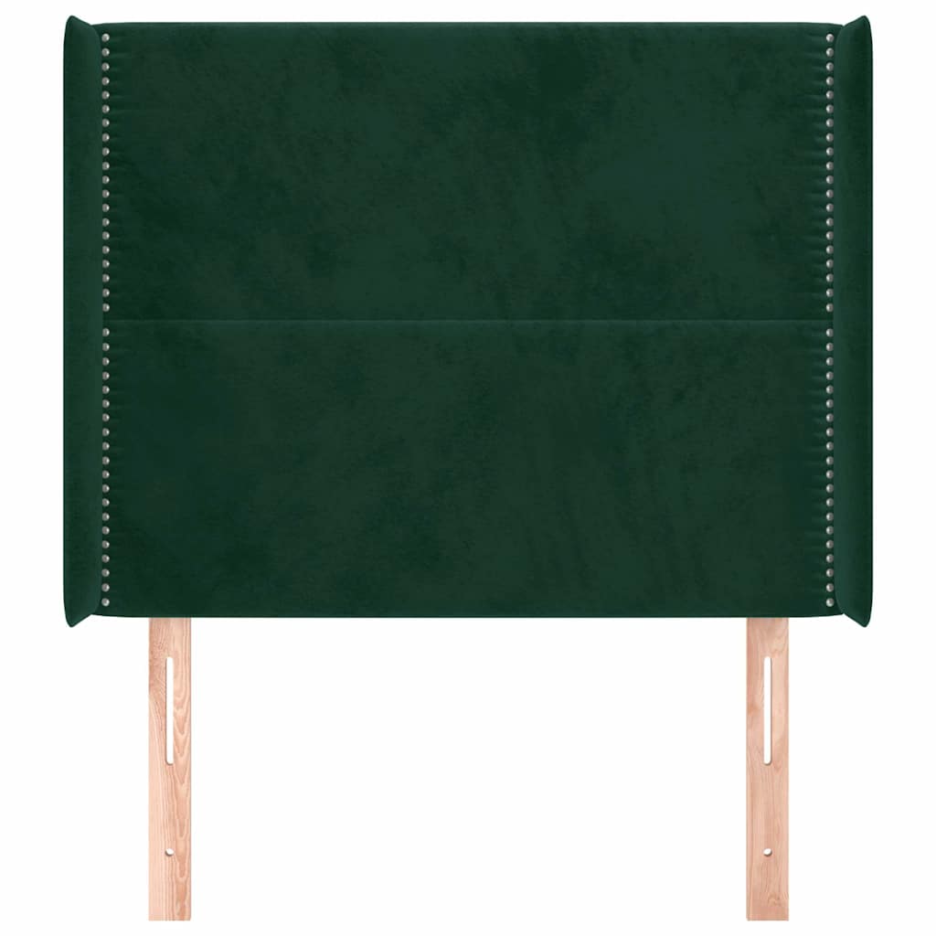 Hoofdbord met randen 93x16x118/128 cm fluweel donkergroen – afbeelding 3