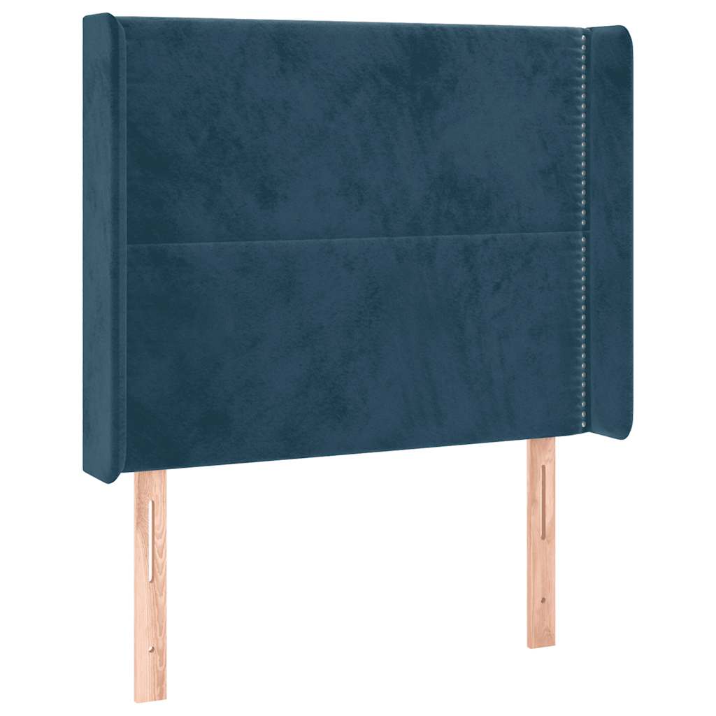 Hoofdbord met randen 93x16x118/128 cm fluweel donkerblauw – afbeelding 2