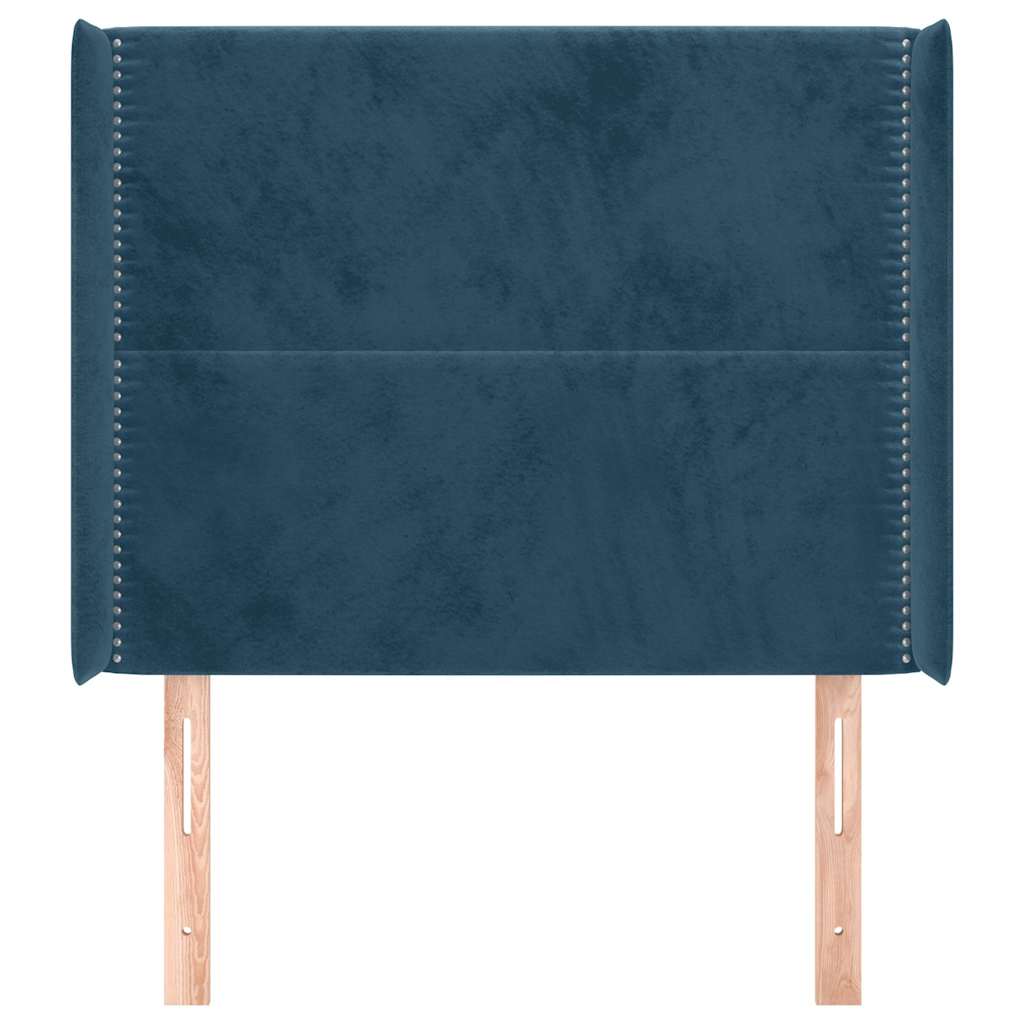 Hoofdbord met randen 93x16x118/128 cm fluweel donkerblauw – afbeelding 3