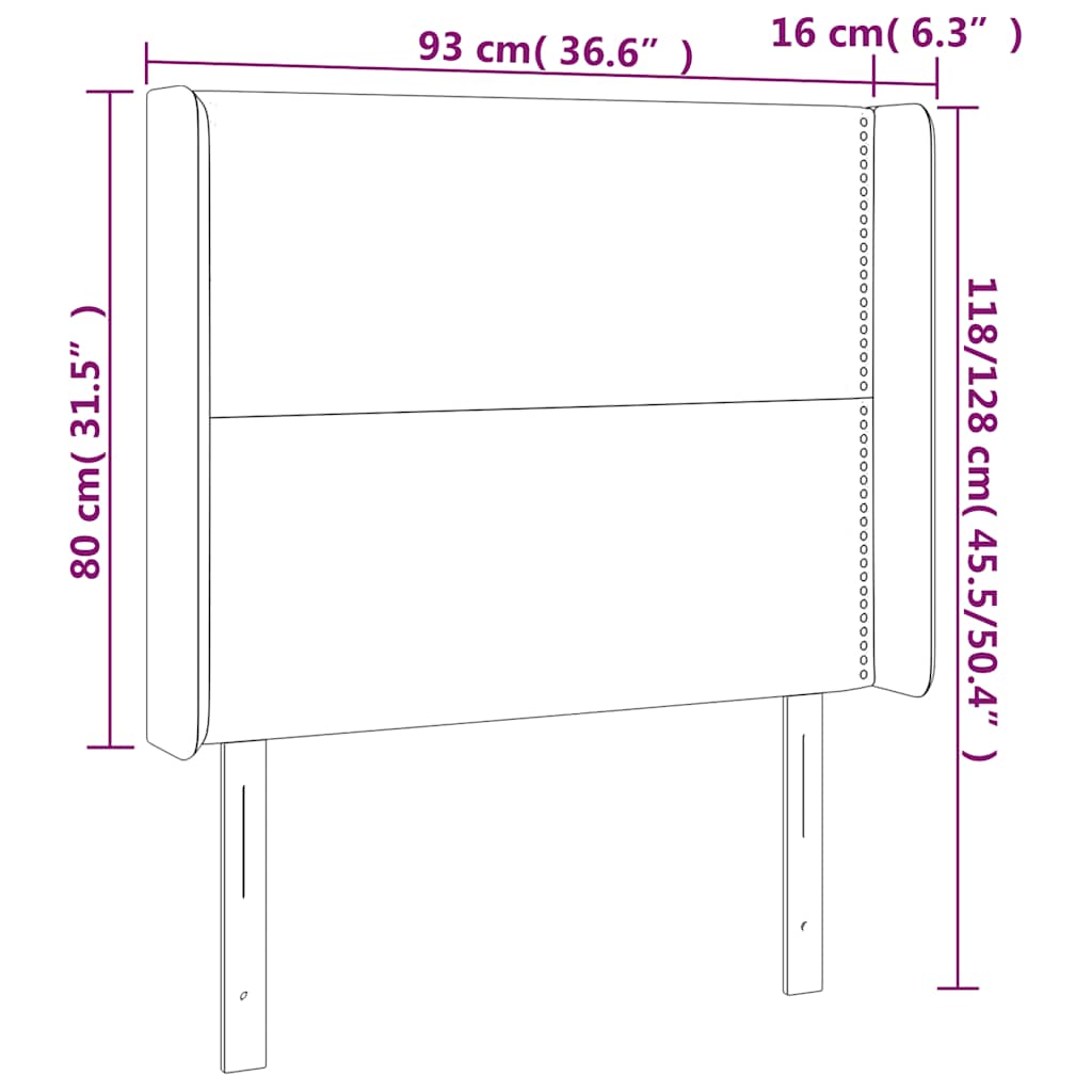 Hoofdbord met randen 93x16x118/128 cm fluweel donkerblauw – afbeelding 9