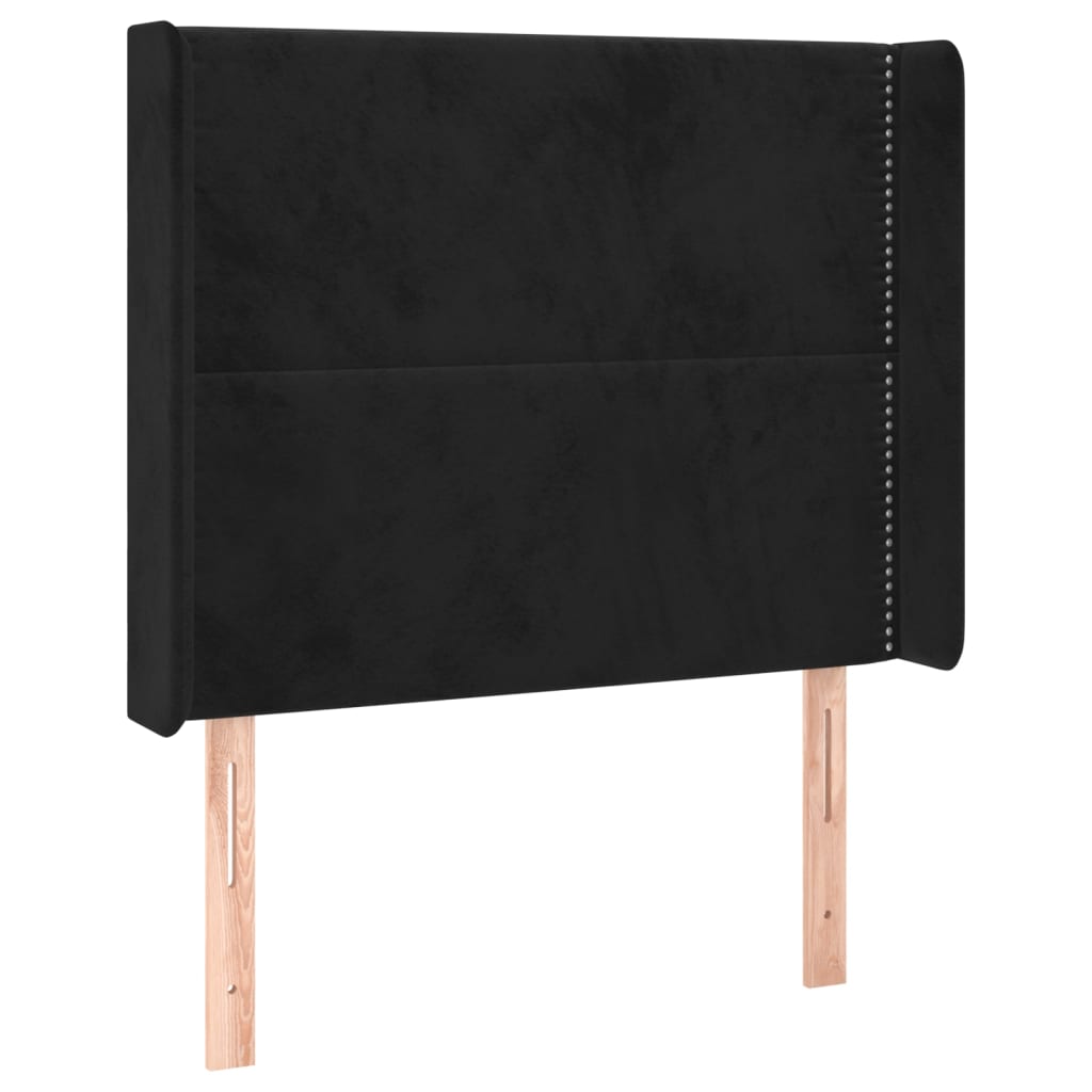 Hoofdbord met randen 103x16x118/128 cm fluweel zwart – afbeelding 2