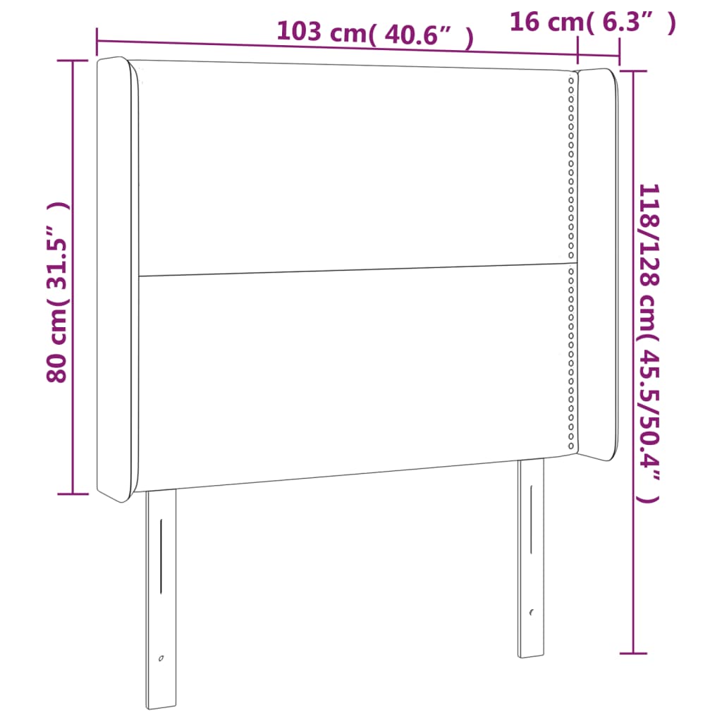Hoofdbord met randen 103x16x118/128 cm fluweel zwart – afbeelding 9