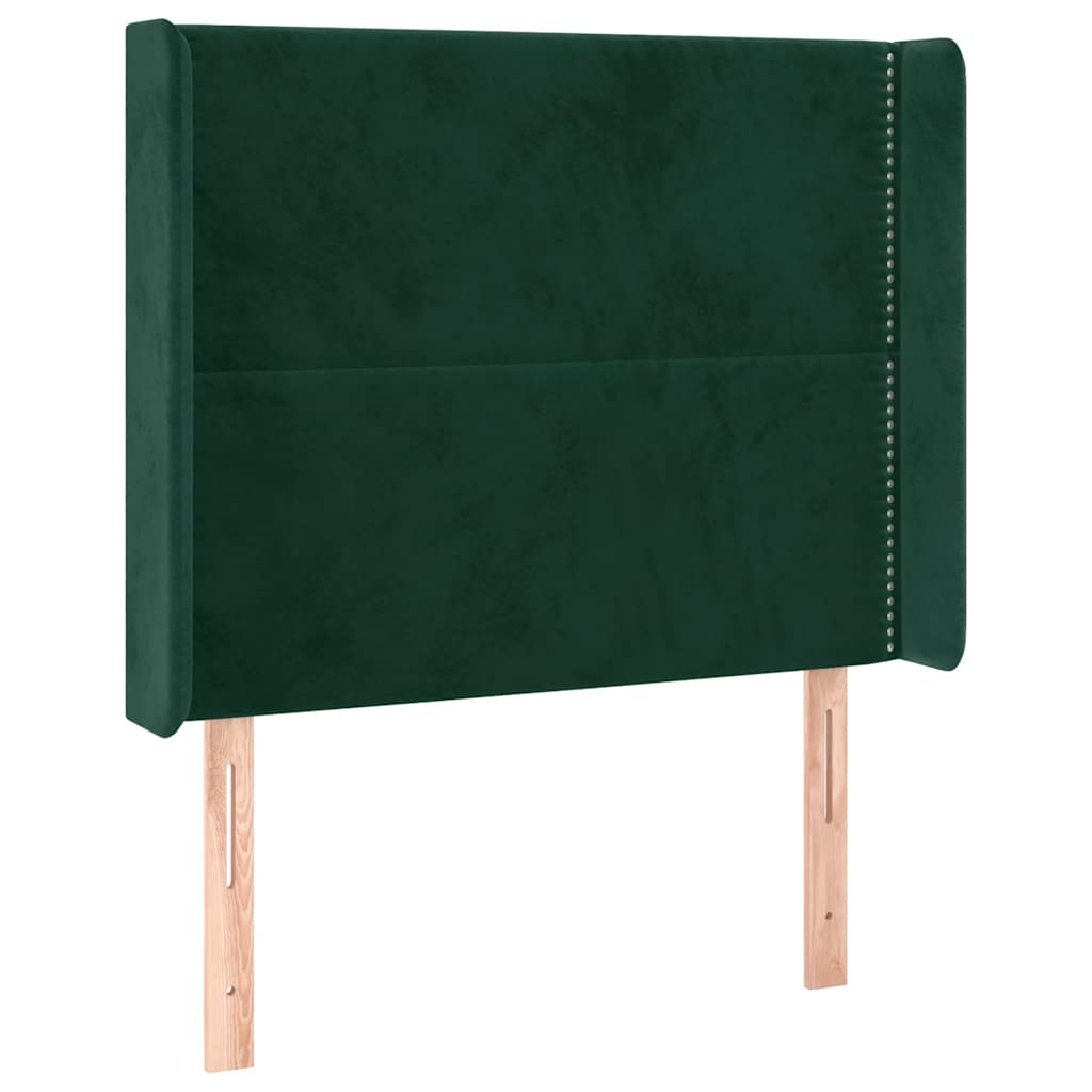Hoofdbord met randen 103x16x118/128 cm fluweel donkergroen – afbeelding 2