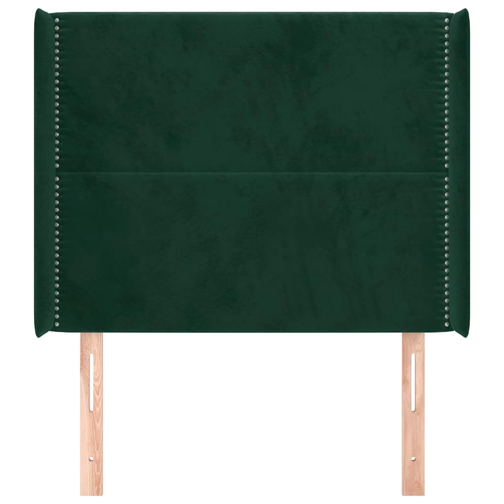 Hoofdbord met randen 103x16x118/128 cm fluweel donkergroen – afbeelding 3