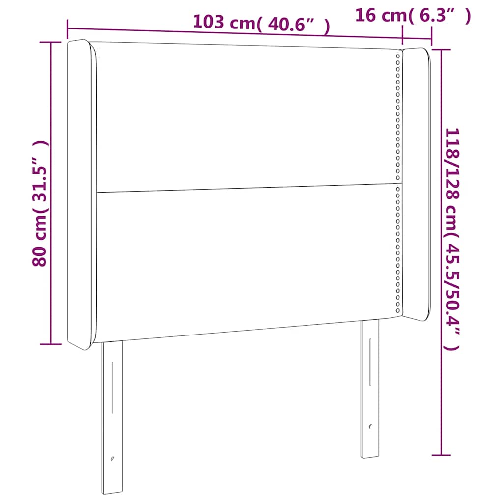 Hoofdbord met randen 103x16x118/128 cm fluweel donkergroen – afbeelding 7