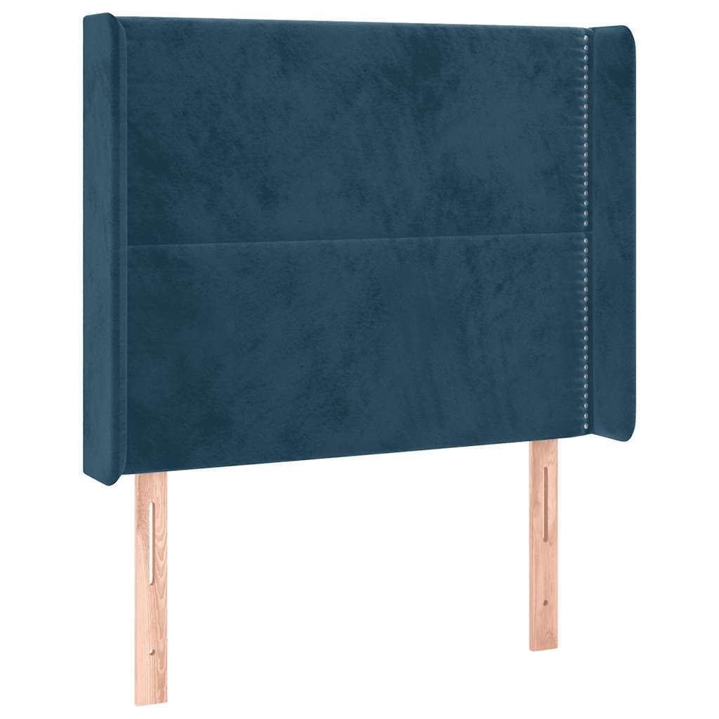 Hoofdbord met randen 103x16x118/128 cm fluweel donkerblauw – afbeelding 2