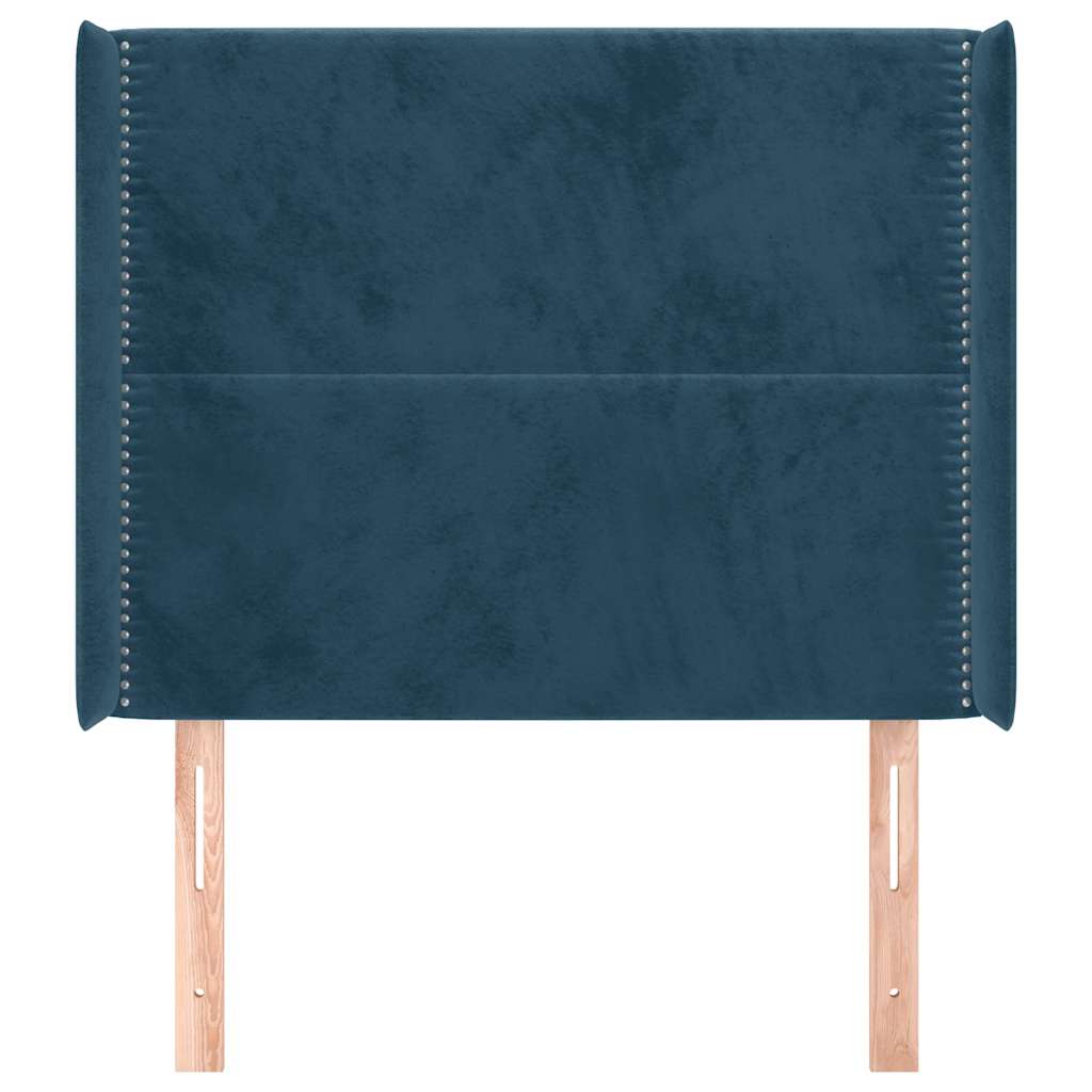 Hoofdbord met randen 103x16x118/128 cm fluweel donkerblauw – afbeelding 3