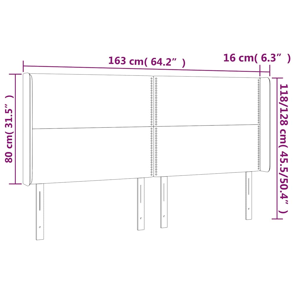 Hoofdbord met randen 163x16x118/128 cm fluweel donkerblauw – afbeelding 9