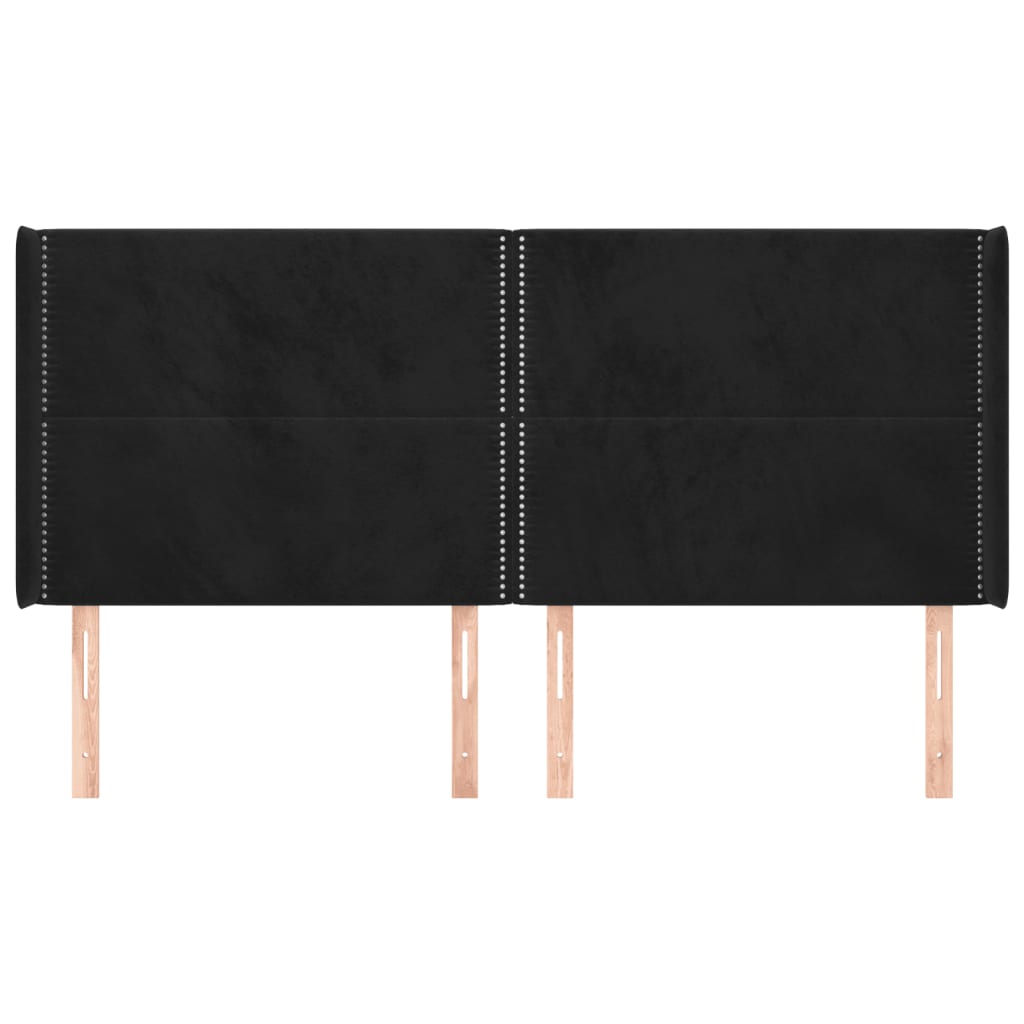 Hoofdbord met randen 183x16x118/128 cm fluweel zwart – afbeelding 3