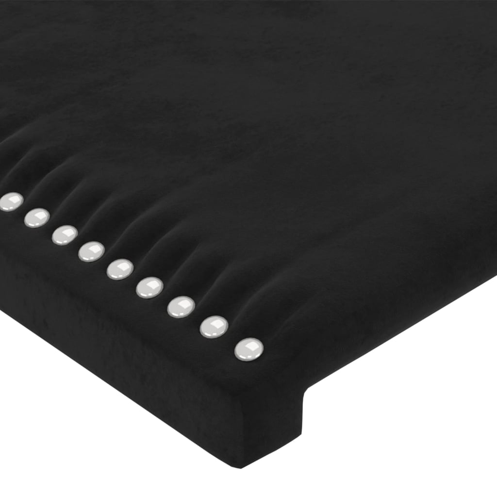 Hoofdbord met randen 203x16x118/128 cm fluweel zwart – afbeelding 5