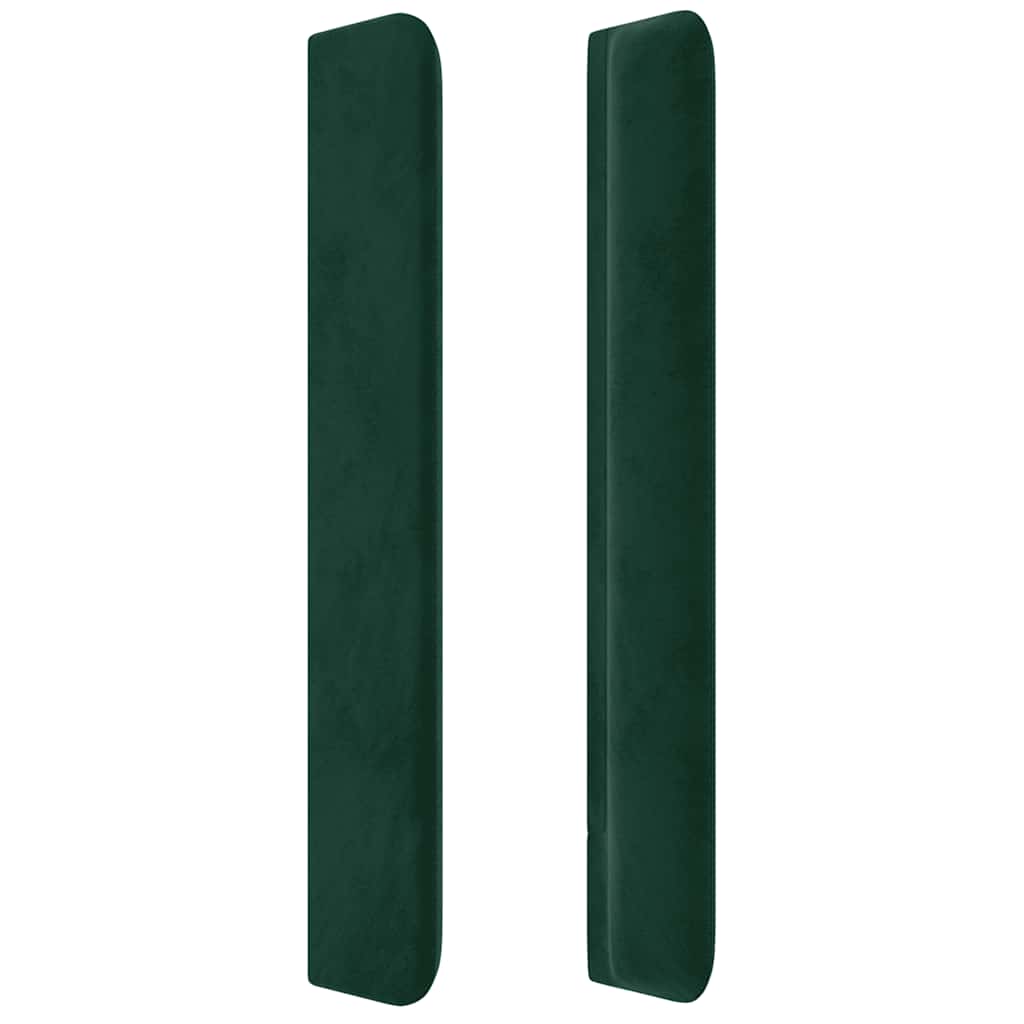Hoofdbord met randen 203x16x118/128 cm fluweel donkergroen – afbeelding 4