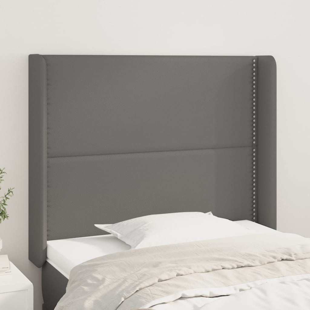 Hoofdbord met randen 103x16x118/128 cm kunstleer grijs