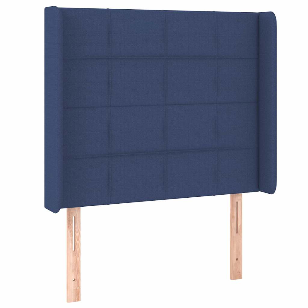 Hoofdbord met randen 93x16x118/128 cm stof blauw – afbeelding 2
