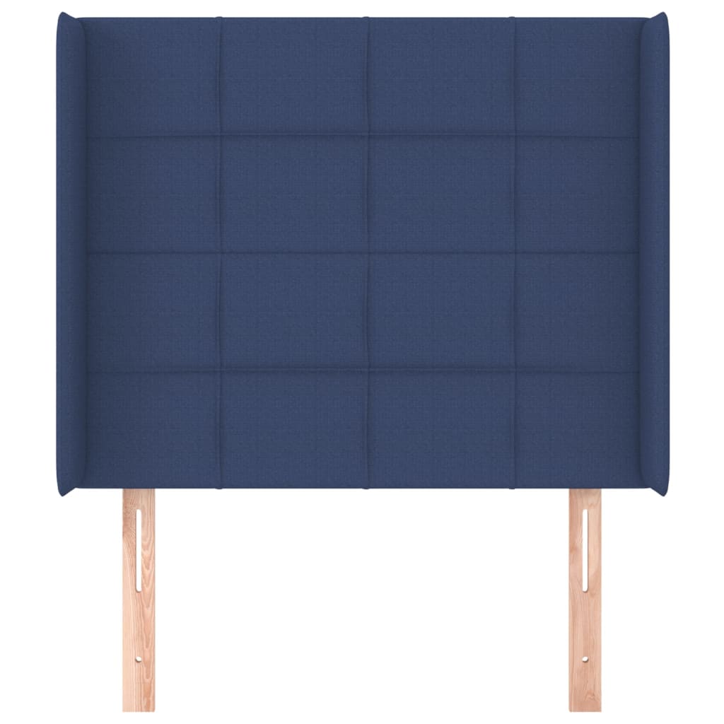 Hoofdbord met randen 93x16x118/128 cm stof blauw – afbeelding 3