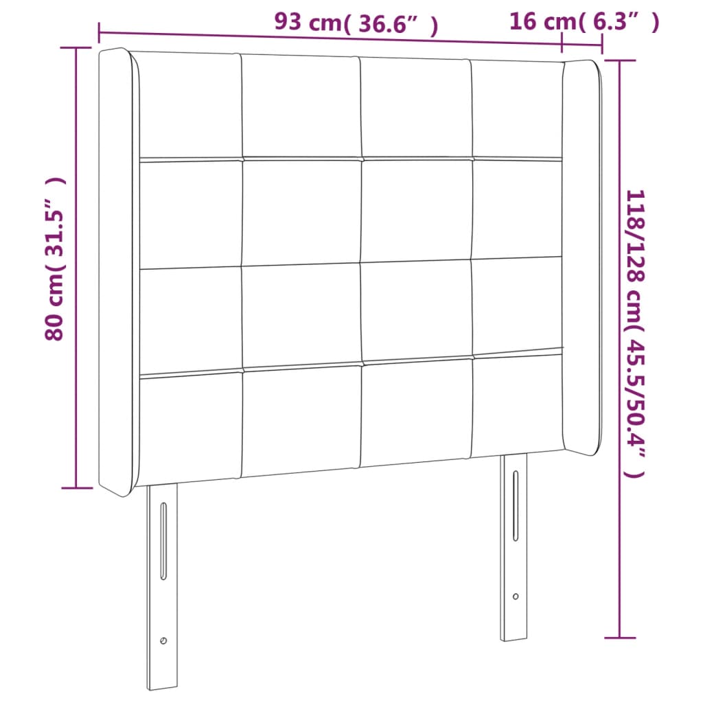 Hoofdbord met randen 93x16x118/128 cm stof blauw – afbeelding 9