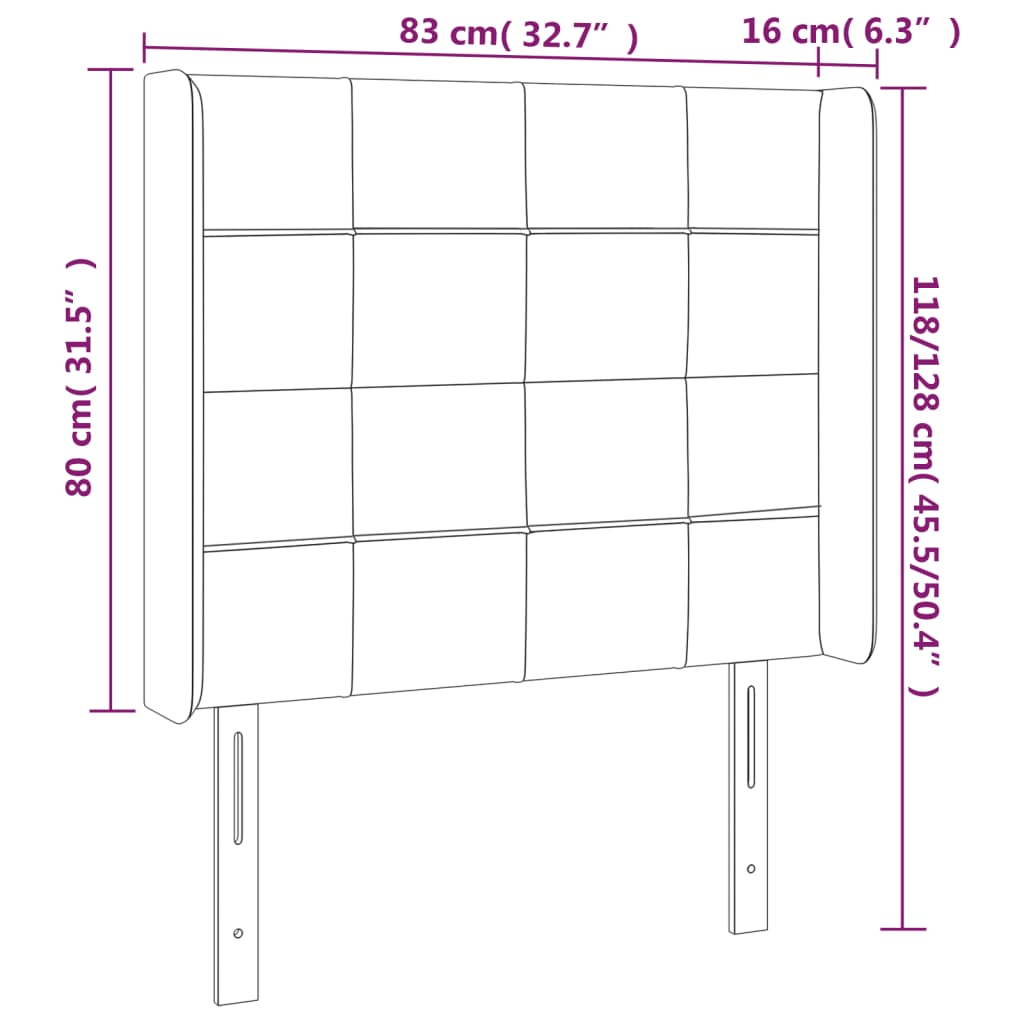 Hoofdbord met randen 83x16x118/128 cm fluweel zwart – afbeelding 9