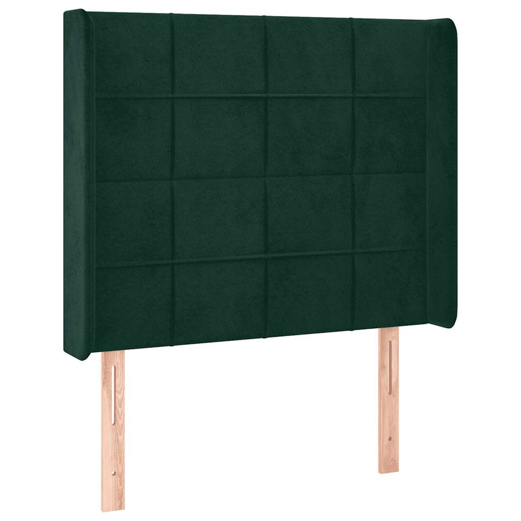 Hoofdbord met randen 93x16x118/128 cm fluweel donkergroen – afbeelding 2