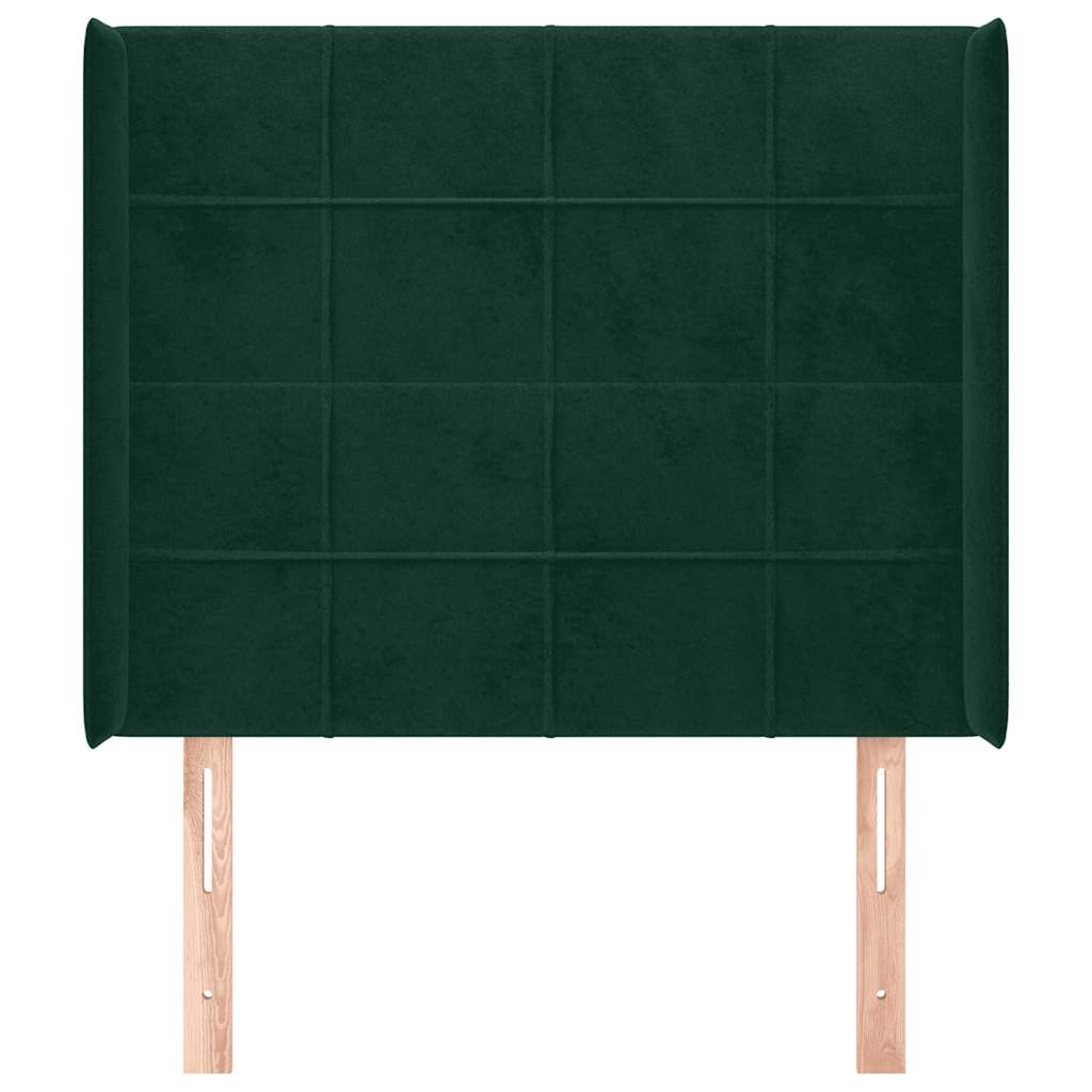Hoofdbord met randen 93x16x118/128 cm fluweel donkergroen – afbeelding 3