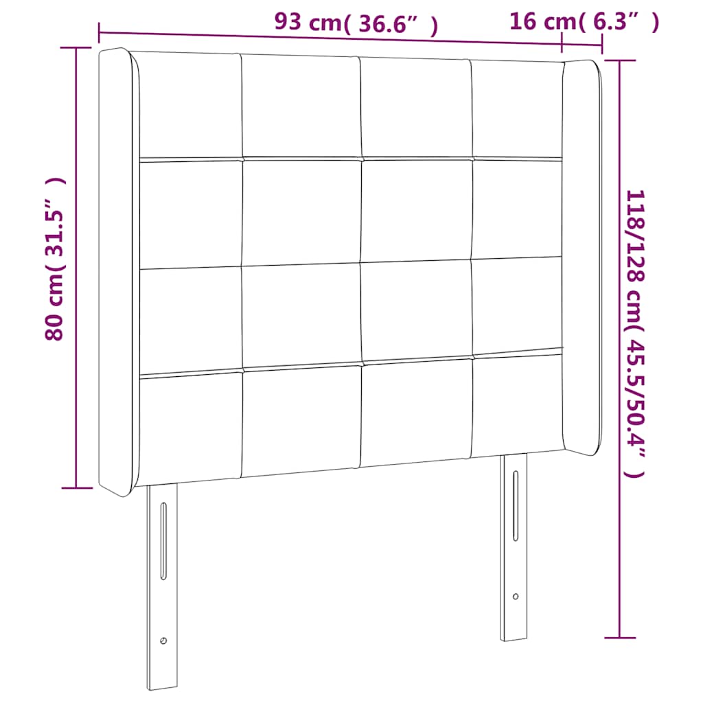 Hoofdbord met randen 93x16x118/128 cm fluweel donkergroen – afbeelding 7