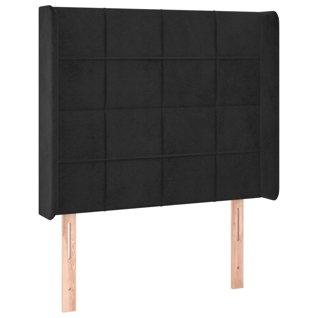 Hoofdbord met randen 103x16x118/128 cm fluweel zwart – afbeelding 2