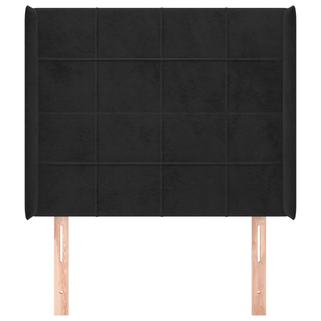 Hoofdbord met randen 103x16x118/128 cm fluweel zwart – afbeelding 3