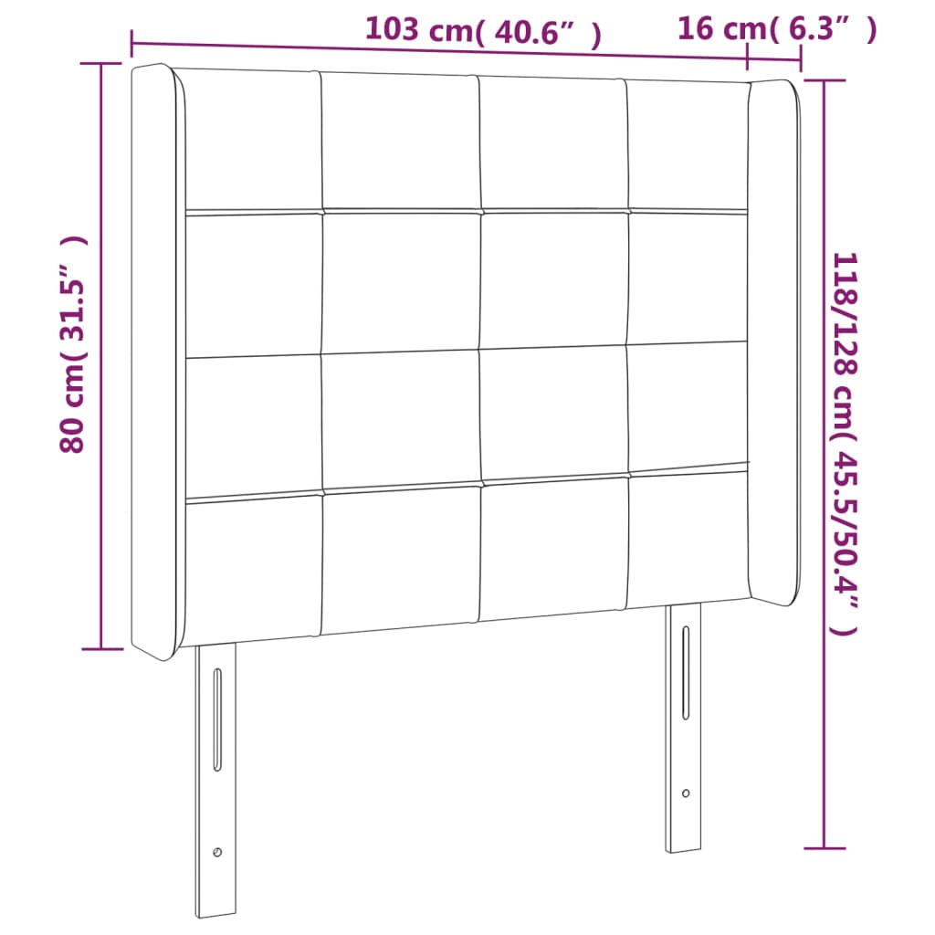 Hoofdbord met randen 103x16x118/128 cm fluweel zwart – afbeelding 9