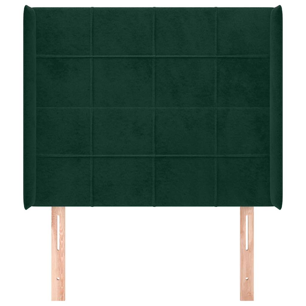 Hoofdbord met randen 103x16x118/128 cm fluweel donkergroen – afbeelding 3