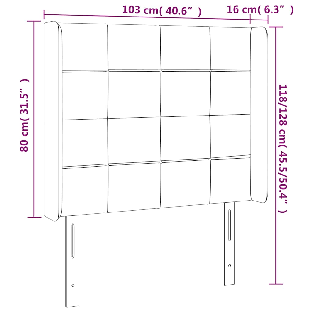 Hoofdbord met randen 103x16x118/128 cm fluweel donkergroen – afbeelding 7