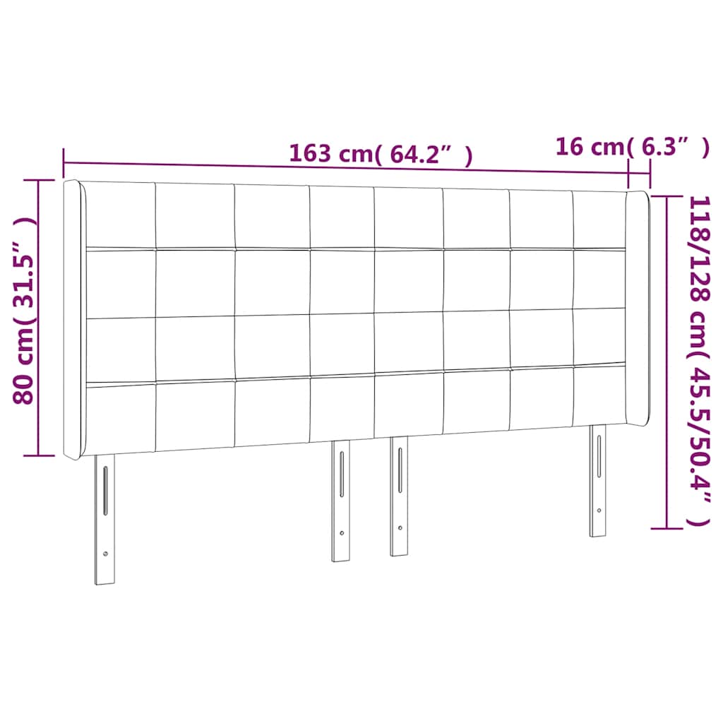 Hoofdbord met randen 163x16x118/128 cm fluweel donkerblauw – afbeelding 9