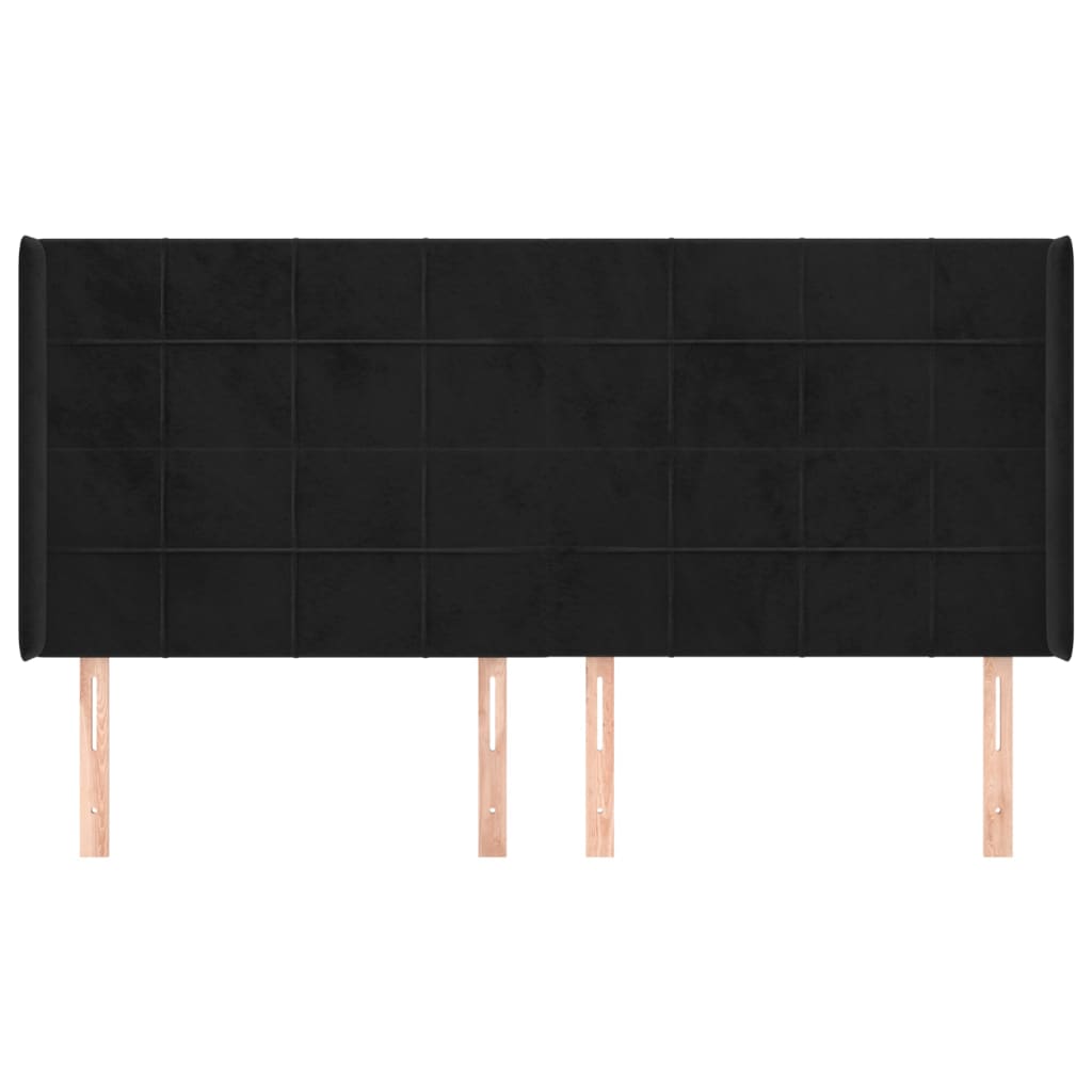 Hoofdbord met randen 183x16x118/128 cm fluweel zwart – afbeelding 3
