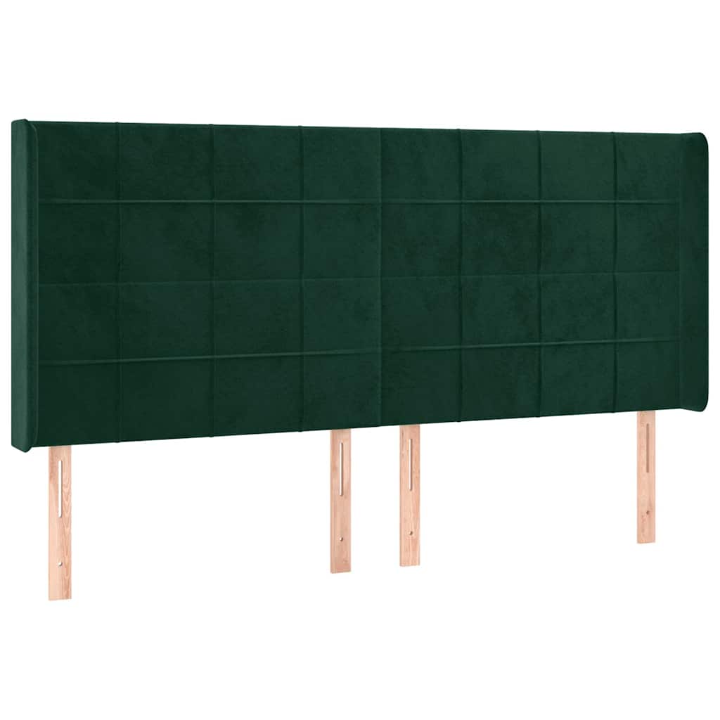 Hoofdbord met randen 183x16x118/128 cm fluweel donkergroen – afbeelding 2