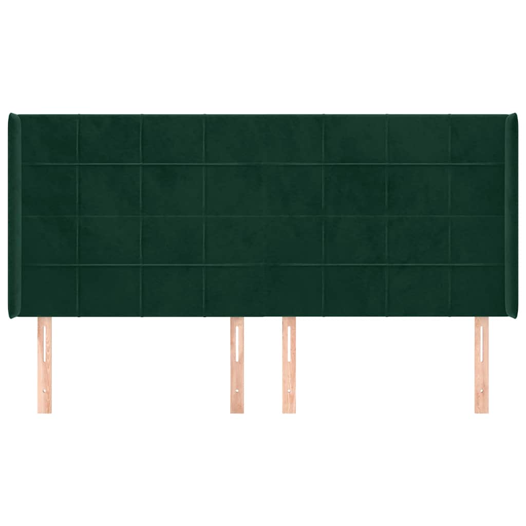 Hoofdbord met randen 183x16x118/128 cm fluweel donkergroen – afbeelding 3
