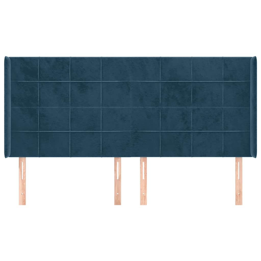 Hoofdbord met randen 183x16x118/128 cm fluweel donkerblauw – afbeelding 3