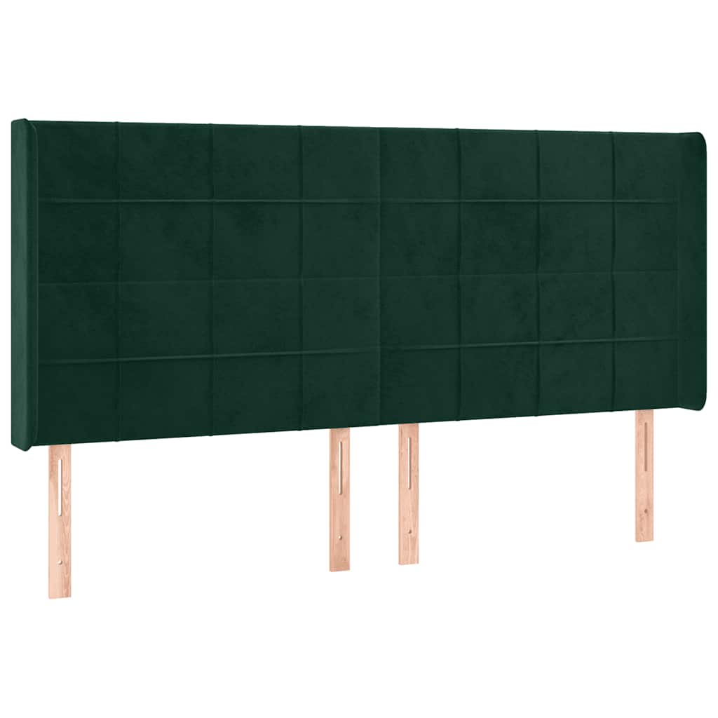 Hoofdbord met randen 203x16x118/128 cm fluweel donkergroen – afbeelding 2