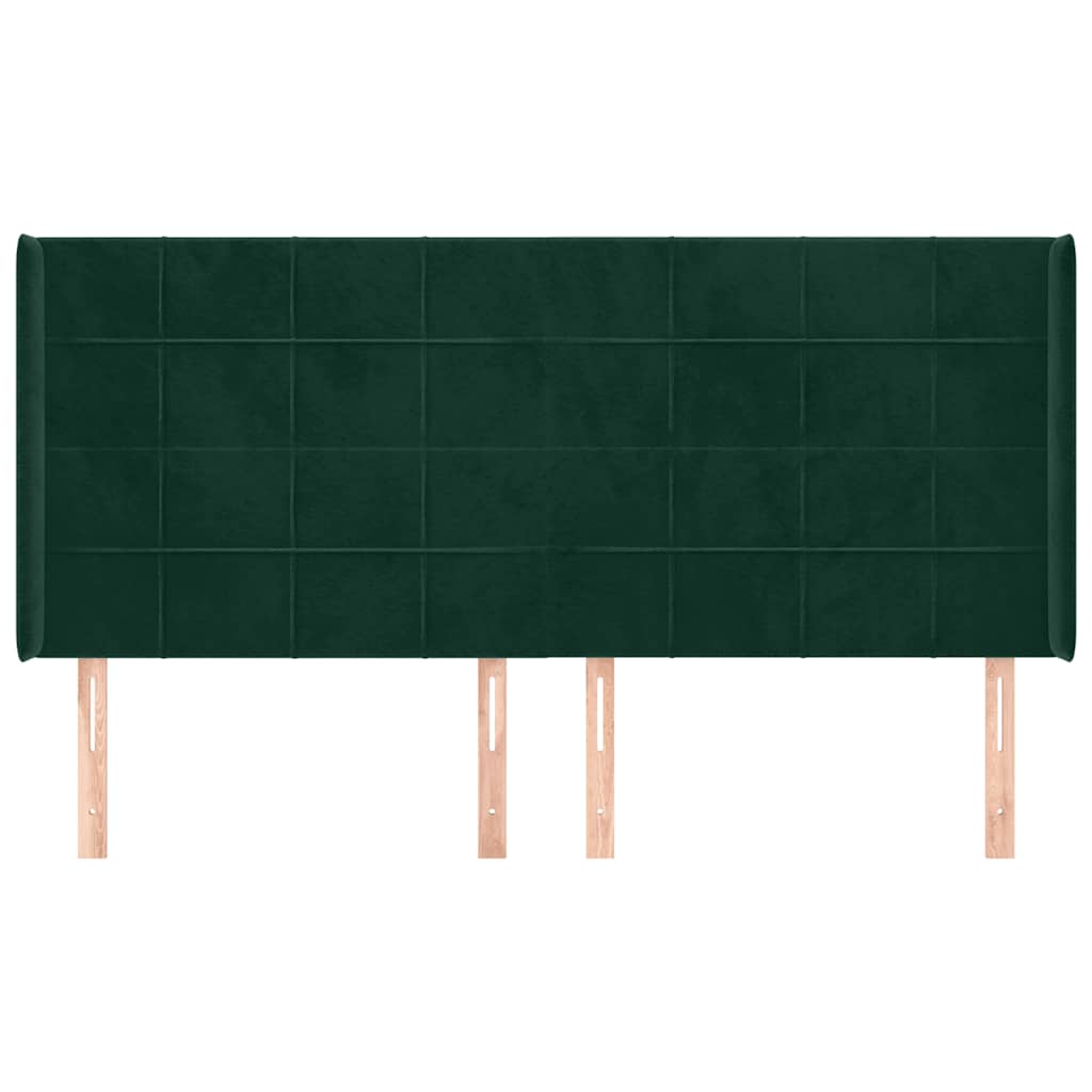 Hoofdbord met randen 203x16x118/128 cm fluweel donkergroen – afbeelding 3